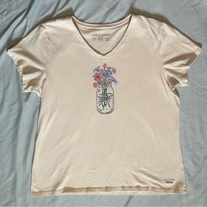 Life Is Good - Grateful Fall Jar Short Sleeve  Crusher Vee XXL Putty White VGUC